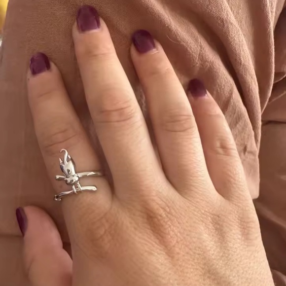 Cat Silver Hanging Ring – Adjustable Silver Animal Lover Jewelry - Picture 8 of 9